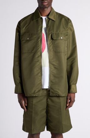 Bottega Veneta Water Repellent Nylon Zip Overshirt in 3293 Shrub at Nordstrom, Size 38 Us