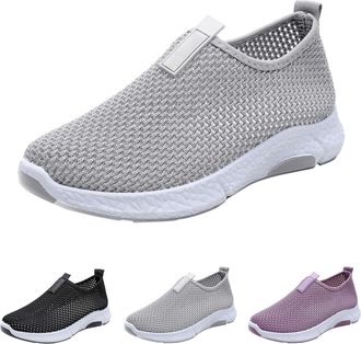Generic Womens Sports Shoes Wide Feet Trainers Breathable and Comfortable Walking Shoes Slip On Soft Sole Jogging Shoes Non-Slip Lightweight Casual Shoes Trai