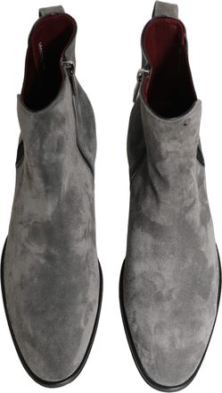 Dolce & Gabbana Mens Gray Suede Leather Chelsea Boots Shoes