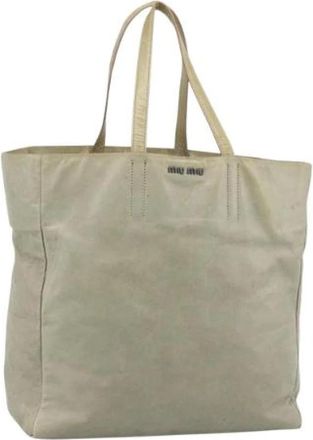 Miu Miu Pre-owned Tote Bag - Dames - Vintage Shopper - Beige - ONE Size - Leer - Vintage