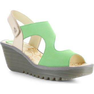 FLY London Yox Slingback Platform Wedge Sandal in Pistachio at Nordstrom Rack, Size 10-10.5Us / 41Eu