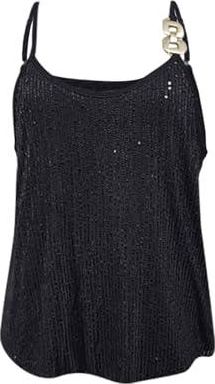 Haut Chemisier Pailleté Candie's Made To Sparkle Noir - Taille S, Neuf Avec étiquettes, En Polyester Texturé