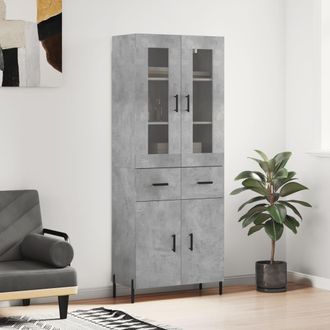 vidaXL Vidaxl - Aparador Alto Madera Contrachapada Gris Hormig&oacute;n 69,5x34x180 Cm