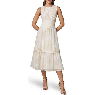 DKNY Floral Embroidery A-Line Dress in Cream/Sisa at Nordstrom, Size 12
