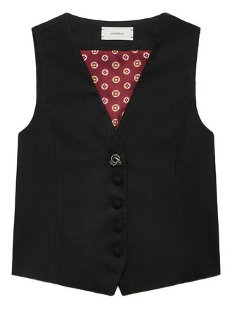 Maliparmi button-fastening waistcoat - women - Viscose/Wool/Acetate/Viscose/Polyester - 42 - Black