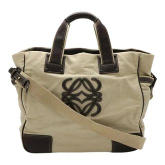 Loewe Pre-owned Tote Bags, female, Beige, Size: ONE SIZE Pre-owned Anagram 2way Tote Bag