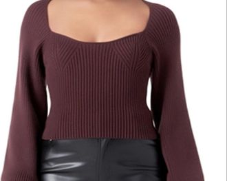 endless rose Endless Rose Knitted Balloon Sleeve Top