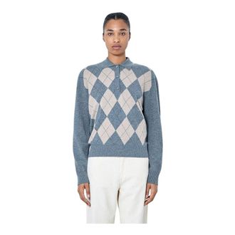 R&oacute;he Tops, Dames, Grijs, 2Xs, Wol, Argyle Moulin&eacute; Polo