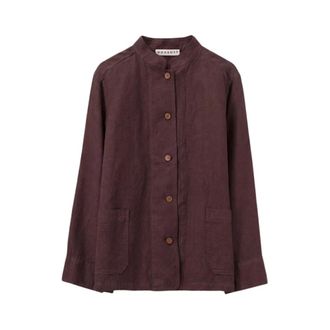 Rosso35 Shirts, female, Brown, Size: 2XL Giacca in lino e cotone tinto capo