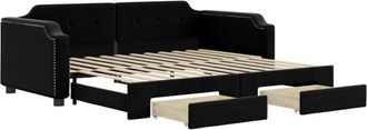 vidaXL Sof&aacute; Cama Nido Con Cajones Tela Negro 90x190 Cm Vidaxl