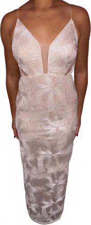 Adrianna Papell Spaghetti Strap Long Dress In Ivory