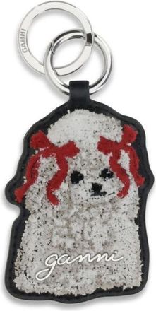 Ganni Witte Gerecycleerde Leren Sleutelhanger