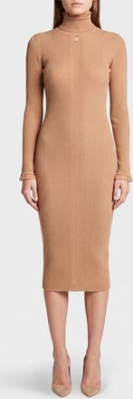 Elisabetta Franchi Abito midi a dolcevita in maglia con vestibilit&agrave; slim fit