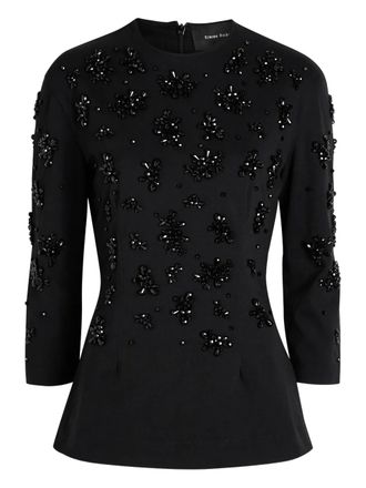 Simone Rocha bead-embellished long-sleeve top - Black