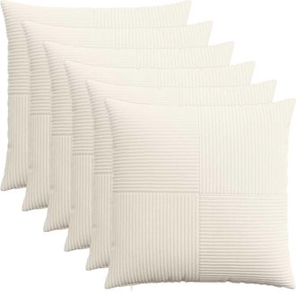 vidaXL Funda De Almohada 6 Pcs Almelo Crema 65 X 65 Cm Pana Vidaxl
