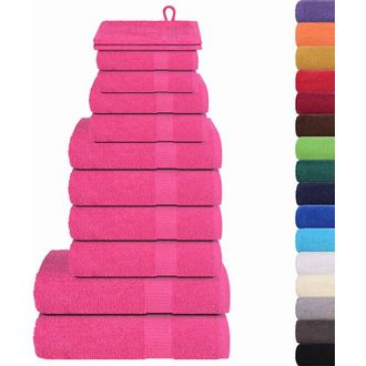 vidaXL Juego De Toallas 12 Piezas 100% Algod&oacute;n Rosa 360 Gsm Vidaxl