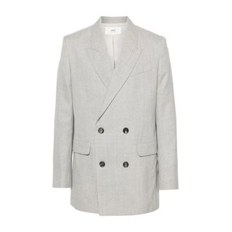 Ami Blazers, male, Gray, M, Light Heather Grey Oversize Jacket