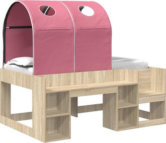 vidaXL Cama Con T&uacute;nel 3 Uds. Roble Sonoma Y Rosa Madera De Ingenier&iacute;a Vidaxl