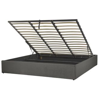 Beliani Cama Con Somier De Poli&eacute;ster Gris Oscuro 180 X 200 Cm Sin Cabecero Almacenaje Dinan