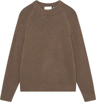 Les Deux Gestructureerde Crewneck Gebreid - Heren - Ronde hals truien - Bruin - XL - Wol - Truien & Vesten