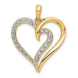 Diamond2Deal 14k Yellow Gold 1/10 carat Diamond Fancy Heart Pendant