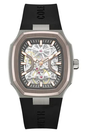 Kenneth Cole Automatic Leather Strap Watch, 40mm x 47.5mm in Black at Nordstrom