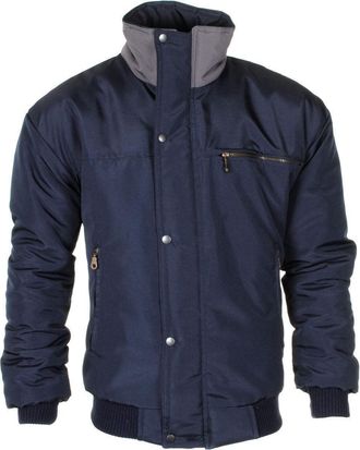 Generic Mens Jackets Casual Bomber Jacket Sky Diver Heavy Work Windproof Winter Lined Warm Windbreaker Coat Outwear (Navy, L)