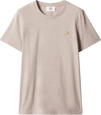 Maison Kitsun&eacute; Fox Patch Crew Neck T-Shirt - Dames - T-shirts - Beige - M - Katoen - Tops
