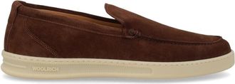 Woolrich Smooth Suede Moccasin Loafers With Contrasting Rubber Sole