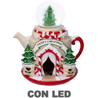 Vacchetti Tetera Resina Led Bola Cristal Rojo Cm25x22x28