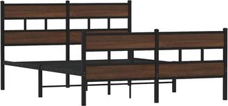vidaXL Metal Bed Frame without Mattress Brown Oak 160x200 cm Vidaxl