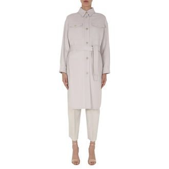 Brunello Cucinelli Mantel met ceintuur - Dames - Mantels - Wit - Maat: S Zijde