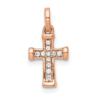 Diamond2Deal 10K Gold Small 1/20ct. Diamond Latin Cross Pendant