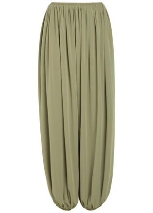 Ronny Kobo Renier Gathered Tissue Jersey Balloon Trousers - Light Green - S (UK8-10 / S)