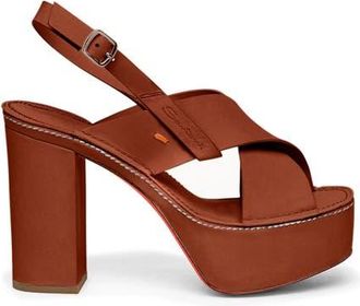 Santoni Leather high-heel sandal in Light Brown at Nordstrom, Size 9.5