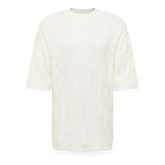 Carlo Colucci Tops, Heren, Wit, L, 3D Knit T-Shirt