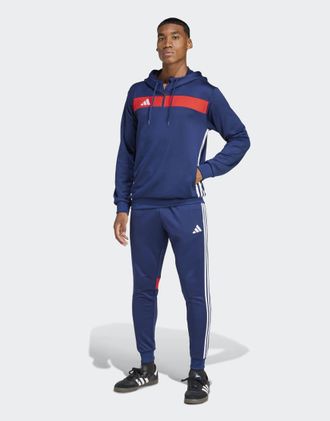 adidas adidas - Football Tiro 25 Essentials - Pantaloni felpati blu navy team e rosso