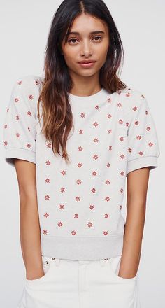 Maeve Puff-Sleeve Sweatshirt Tee