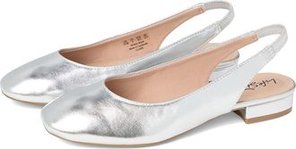 Life Stride Claire Slingback Ballet Flats Womens Flat Shoes Silver : 7.5 W (C), Polyester/Textile