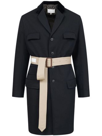 Maison Margiela two-tone belted coat - men - Wool/Cotton - 44 - Black