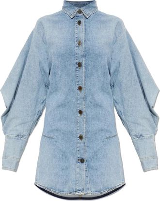 The Attico Denim Jurk Met Zakken - Dames - Shirt Kleedjes - Blauw - S - Denim - Kleedjes