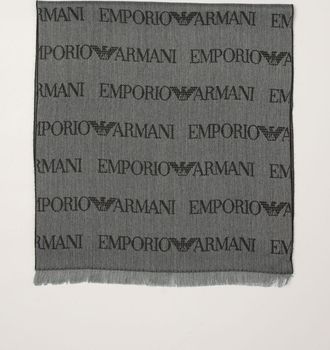 Emporio Armani Sciarpa in misto lana vergine con motivo logo jacquard