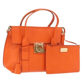 Ferragamo Pre-owned Handbags, female, Orange, Size: ONE SIZE Pre-owned Leather Handbag