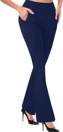 Generic Trousers for Women UK,Womens Work Trousers Ladies Elasticated Waist Smart Stretch Casual Office Pants Straight Leg Tummy Control Leggings with Pockets