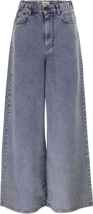 Max Mara Weekend Maxmara Wkdzattera katoenen denimjeans met wijde pijpen