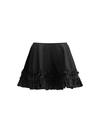 Ganni Layered Ruffle Water-Repellent Nylon Skirt - Black