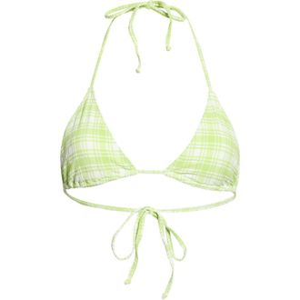 PacSun Plaid Triangle Bikini Top in Green/White at Nordstrom, Size X-Small