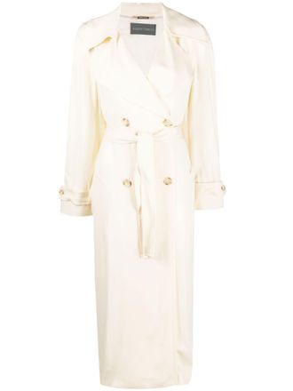 Alberta Ferretti double-breasted trench coat - women - Cupro/Elastane/Viscose - 44 - White