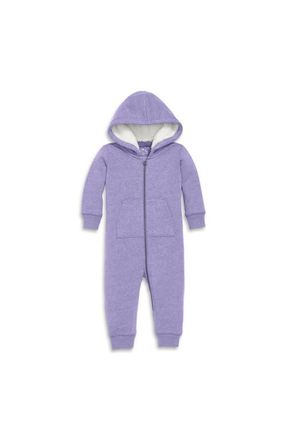 primary Baby Teddy Fleece-Lined Zip Romper in Heather Iris at Nordstrom, Size 12-18M