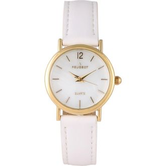 Peugeot Easy Read Round Leather Watch- 24MM in White at Nordstrom